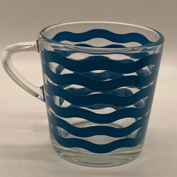 IKEA Glass coffee or tea cups.  Discontinued WAVE design.  Aqua blue! - Picture 4 of 10